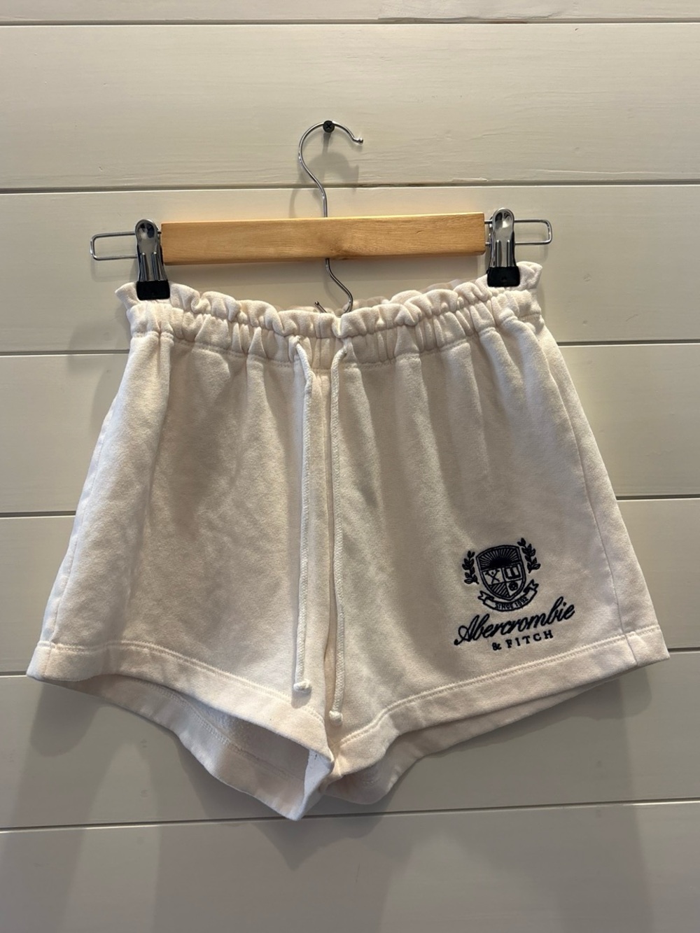 Abercrombie & Fitch Cream Fleece Drawstring Shorts